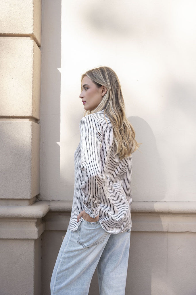 camisa satinada rayas