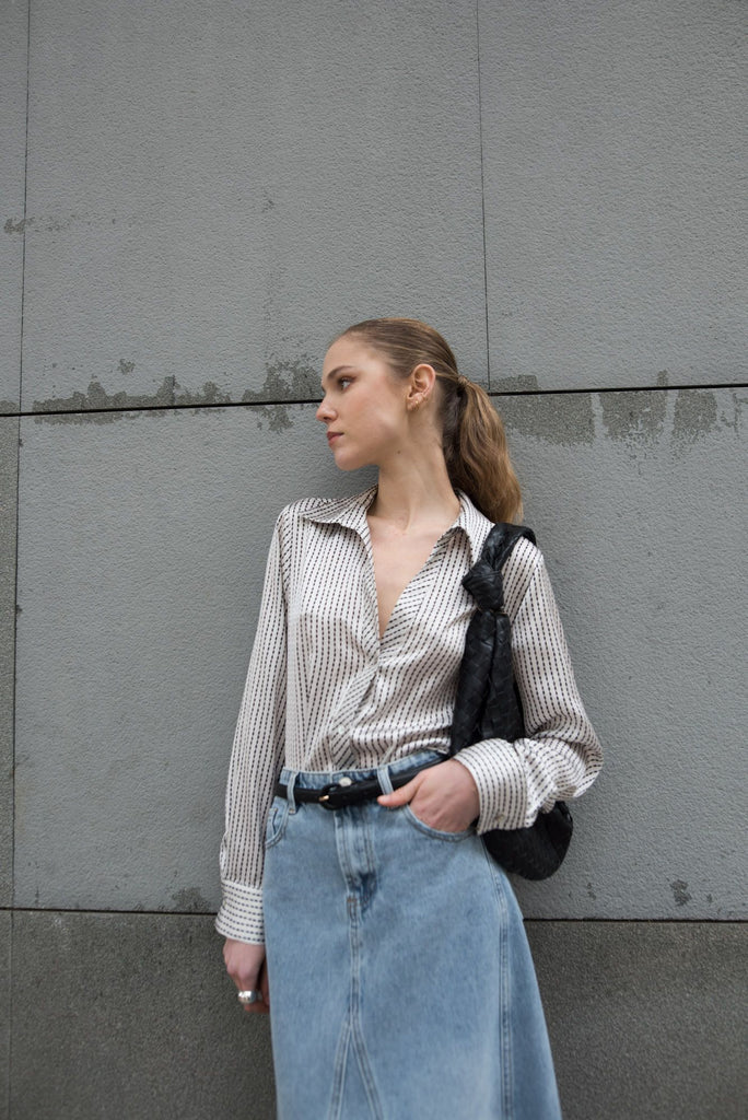 camisa satinada rayas