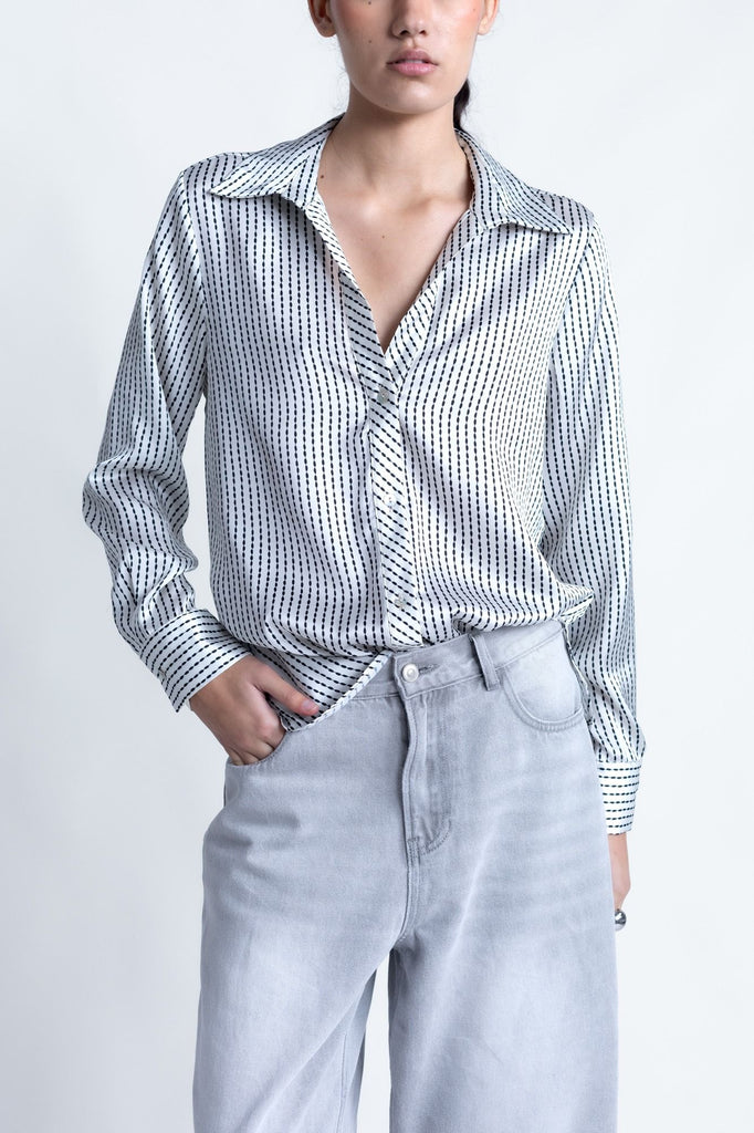 camisa satinada rayas