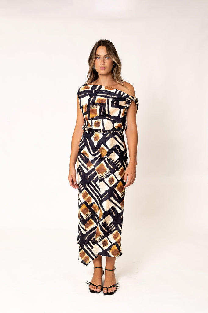 falda midi estampada