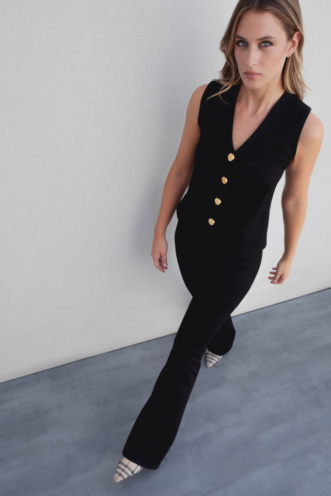 Pantalon punto textura flare