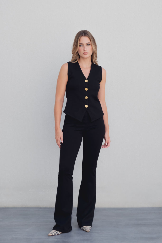 Pantalon punto textura flare