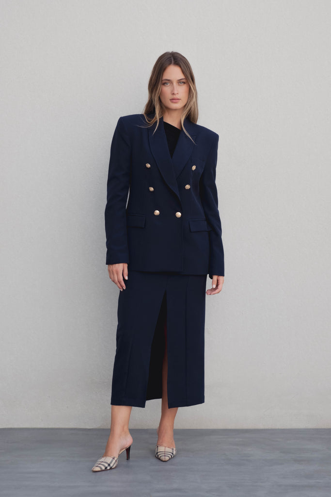 falda midi botones dorados