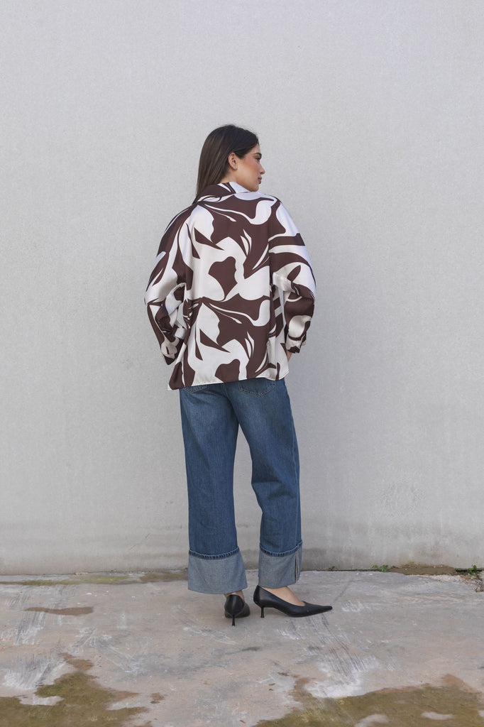 Blusa satinada estampada