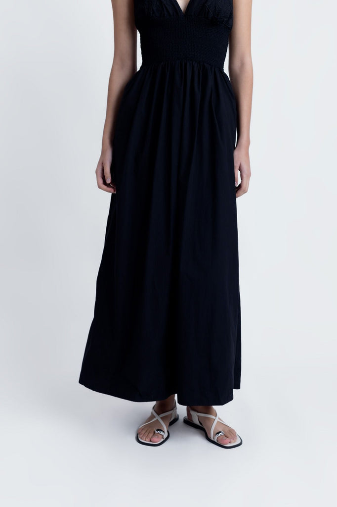 vestido midi bordado