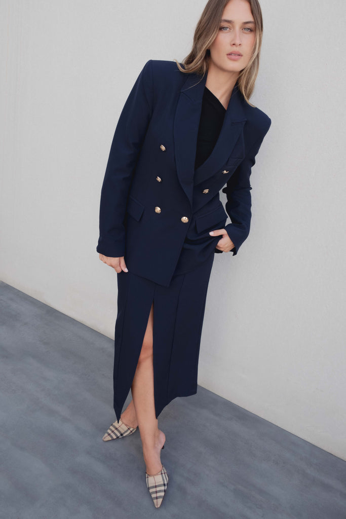 falda midi botones dorados