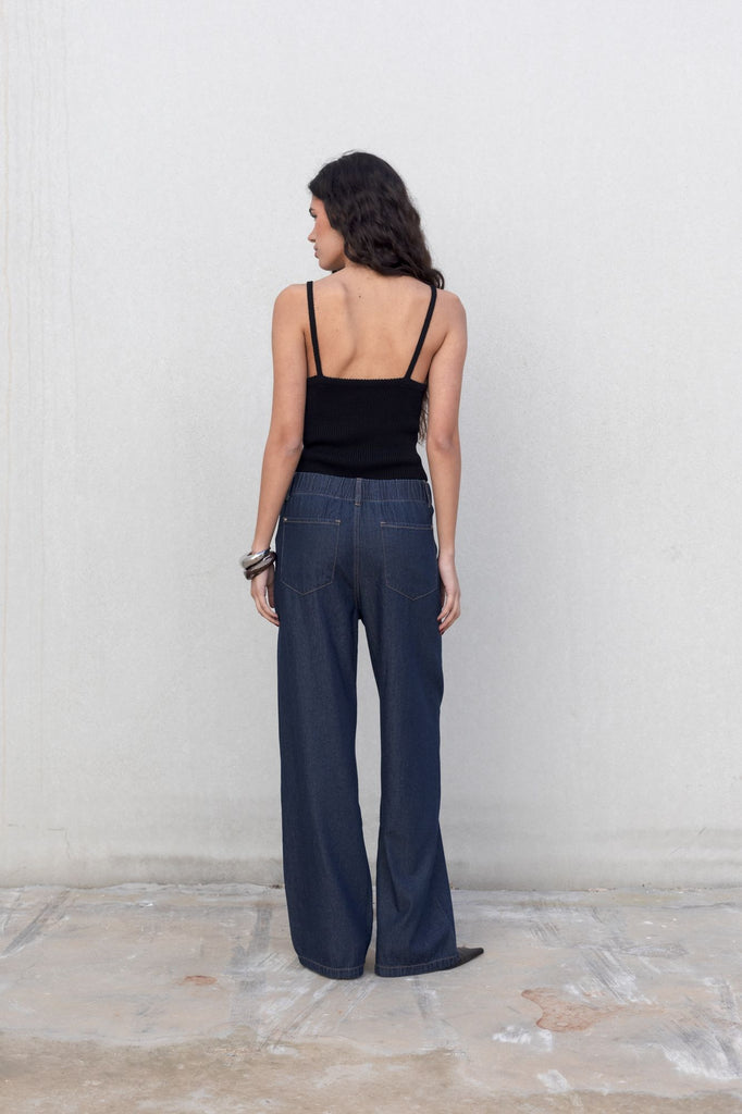 Pantalón fluido efecto denim