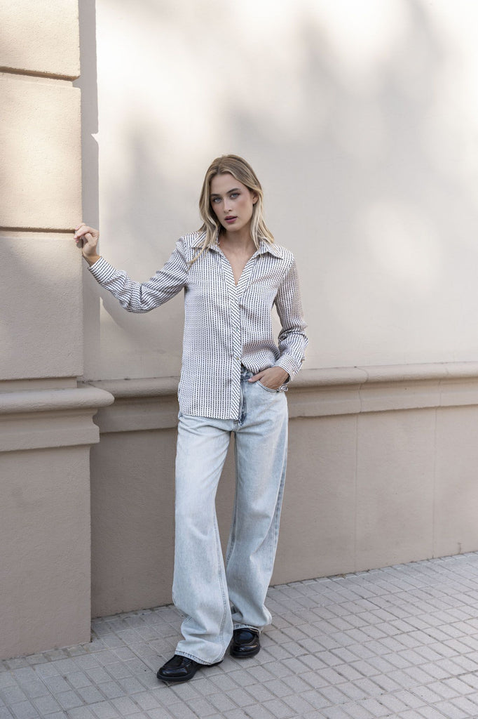 camisa satinada rayas