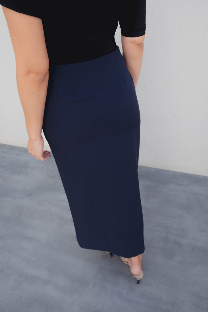 falda midi botones dorados